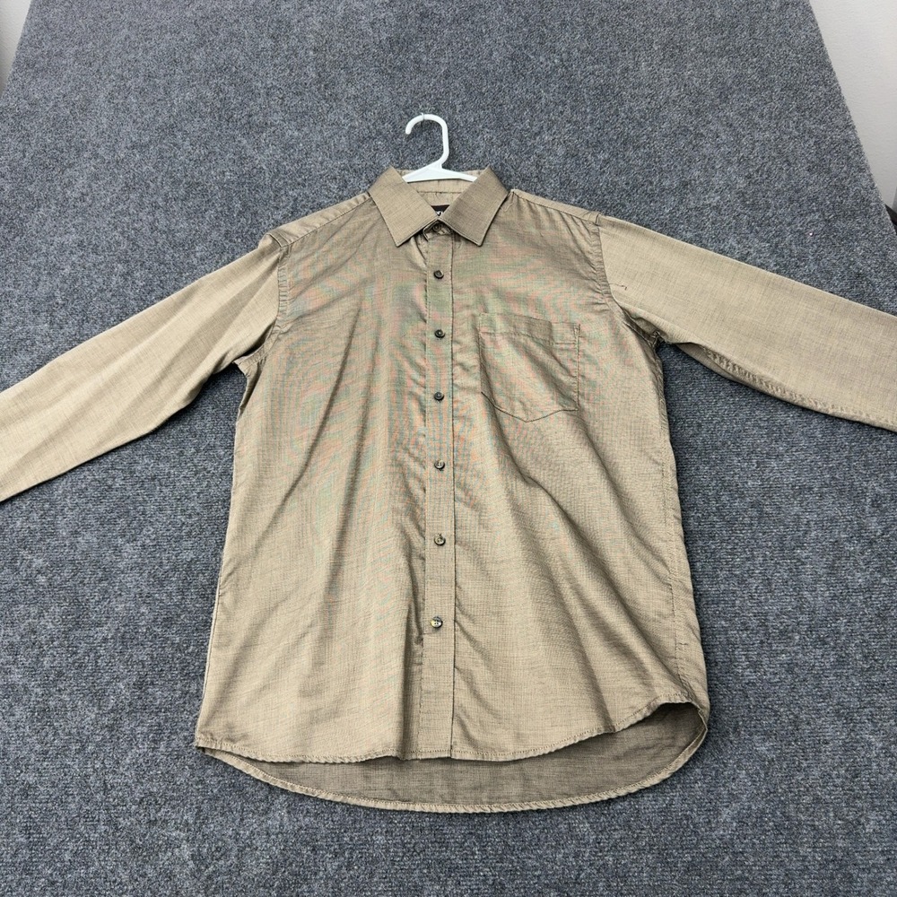 Stori Button Down Shirt Mens M Brown Cotton Long Sleeve Casual Office Style